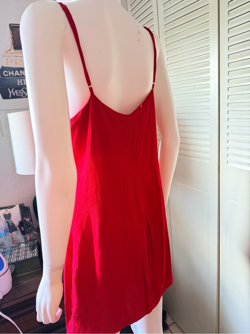 Reformation Bright Red Slip Dress with Slit size L - Picture 6 of 11